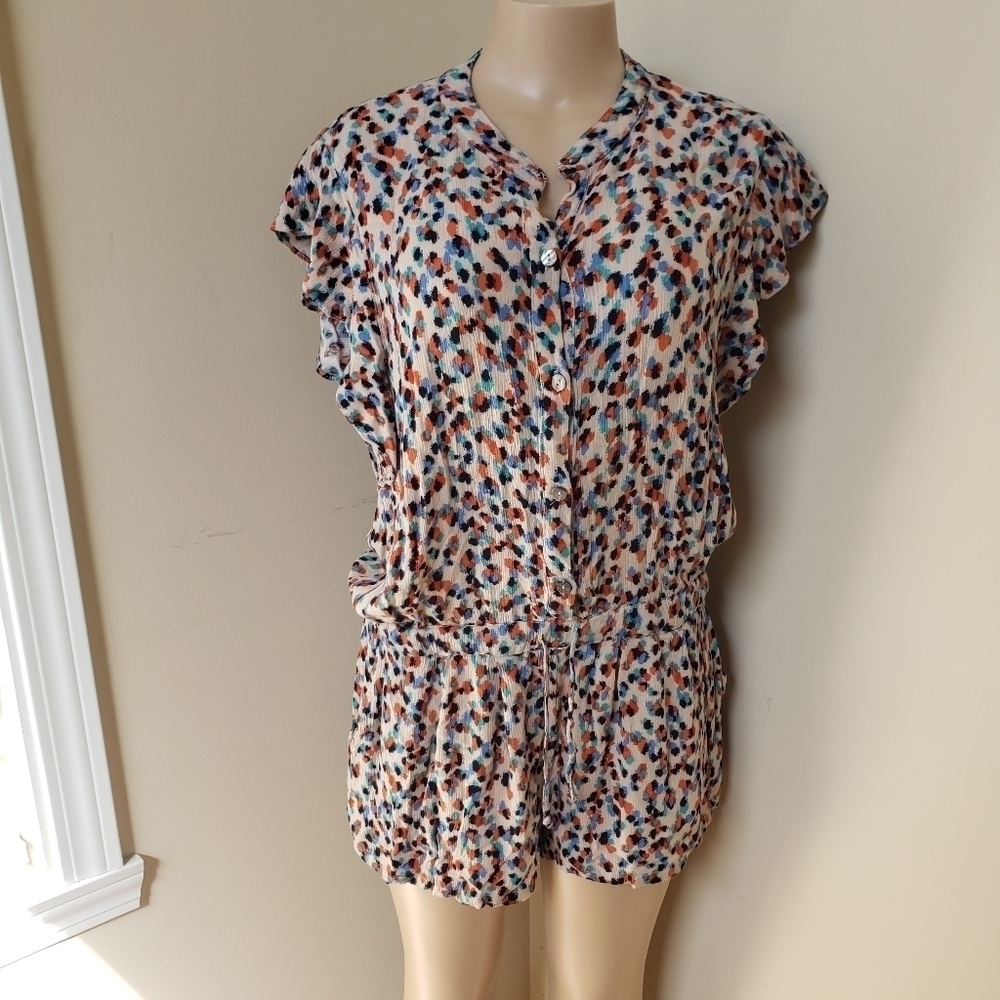 Olivaceous Floral Button Front Romper - image 1